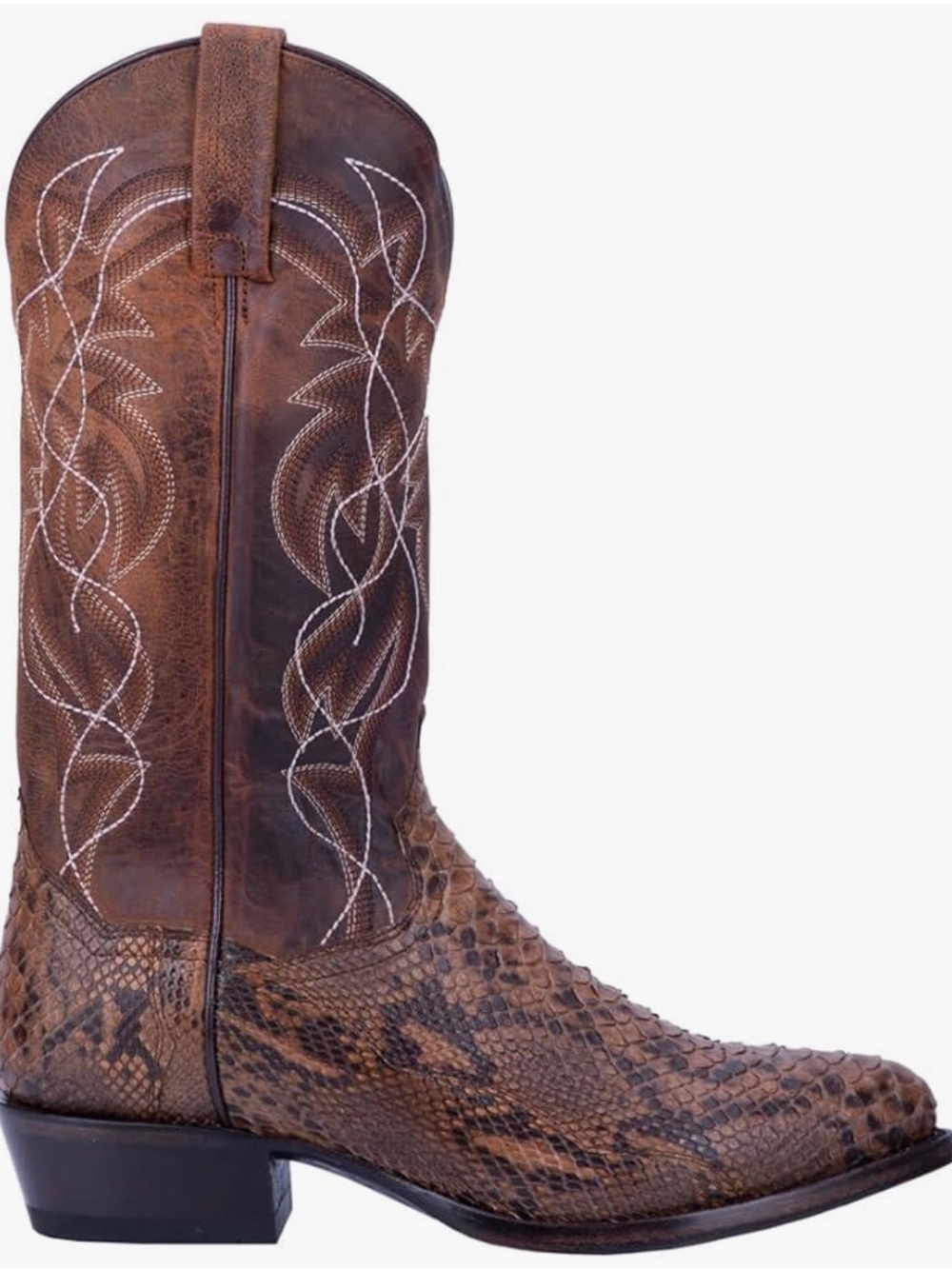 Dan Post Brown Snakeskin-Textured Western Boot